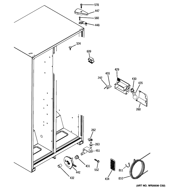 FRESH FOOD SECTION Diagram and Parts List for GSS20IETGWW  General Electric Refrigerator