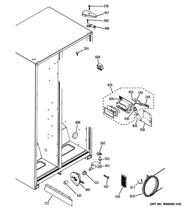 FRESH FOOD SECTION Diagram and Parts List for GSS20IEZABB  General Electric Refrigerator
