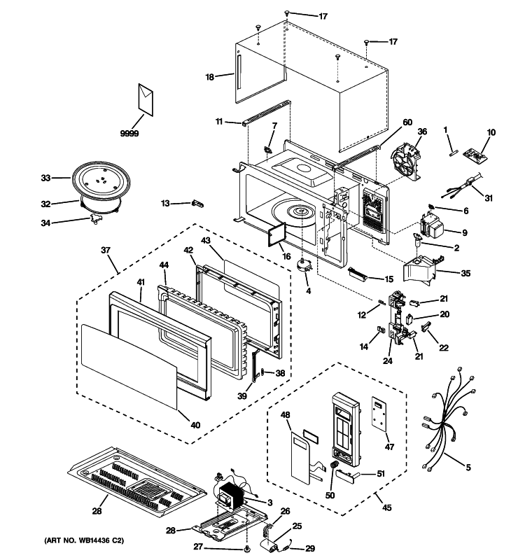 MICROWAVE Diagram and Parts List for JEM25DM2BB  General Electric Microwave