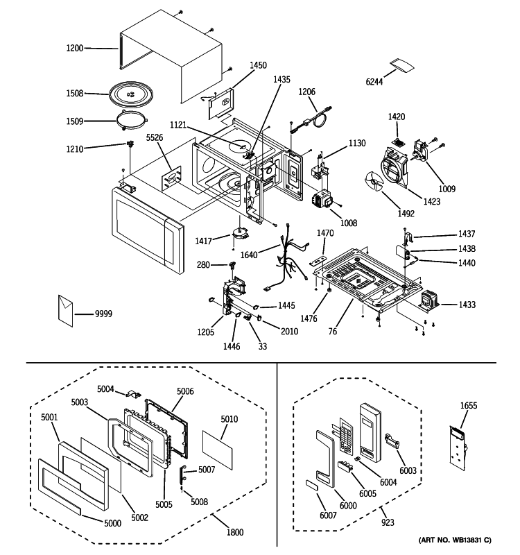 MICROWAVE Diagram and Parts List for ZE2160SF05  General Electric Microwave