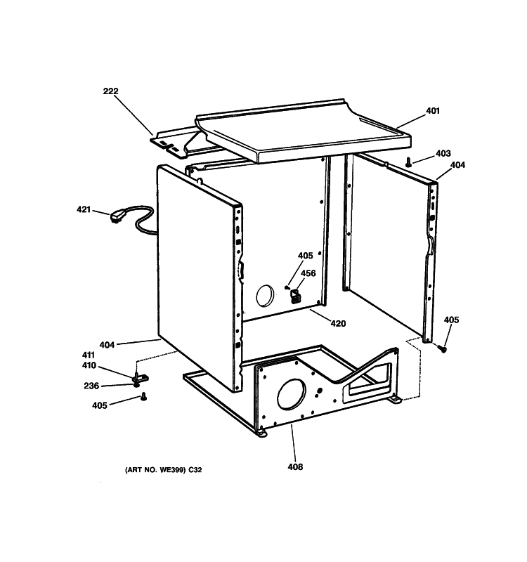 CABINET Diagram and Parts List for DLSR483GG7WW  General Electric Dryer
