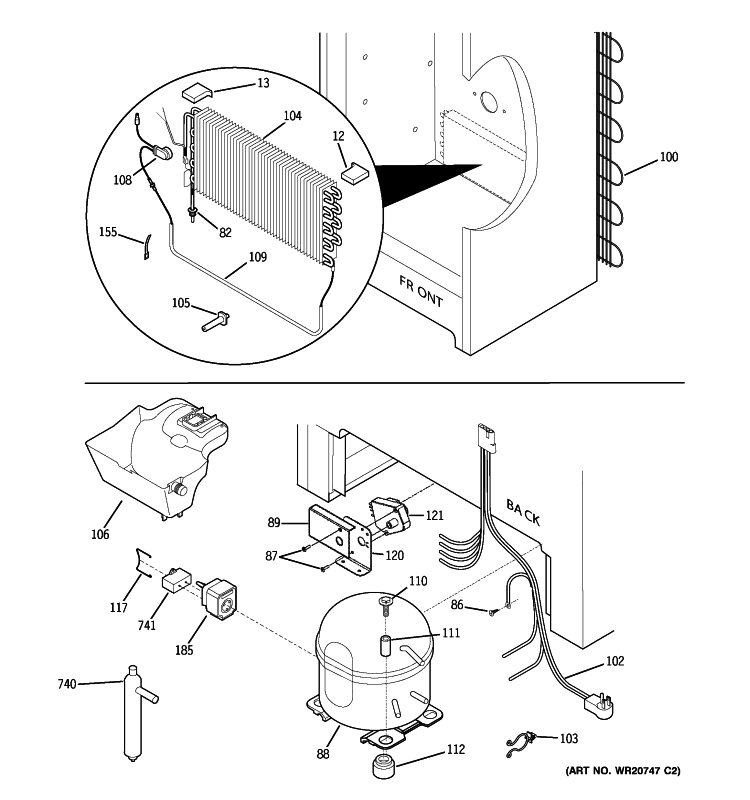 UNIT PARTS Diagram and Parts List for FUG17DSFRWH  General Electric Freezer