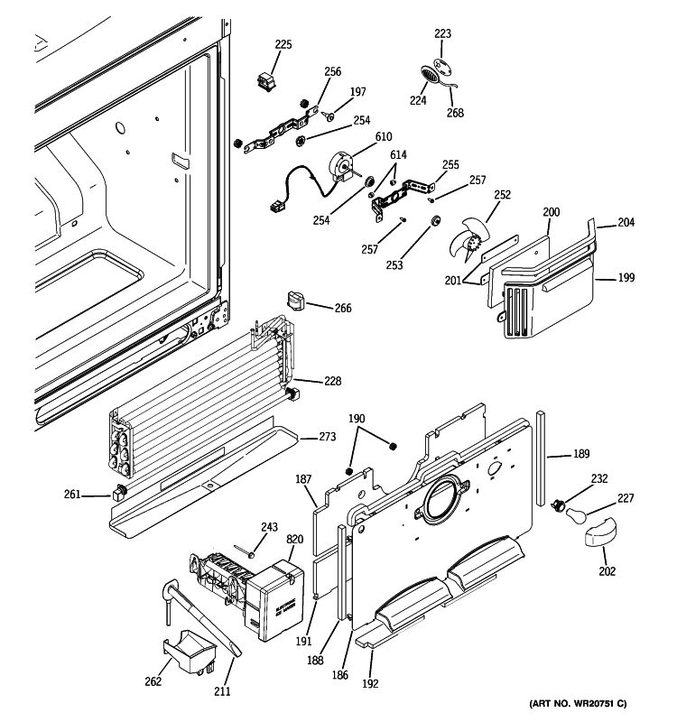 FREEZER SECTION Diagram and Parts List for PFQS5PJYASS  General Electric Refrigerator