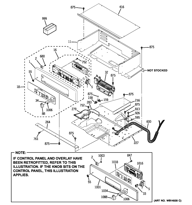 CONTROL PANEL Diagram and Parts List for JKP35WM2WW  General Electric Wall Oven