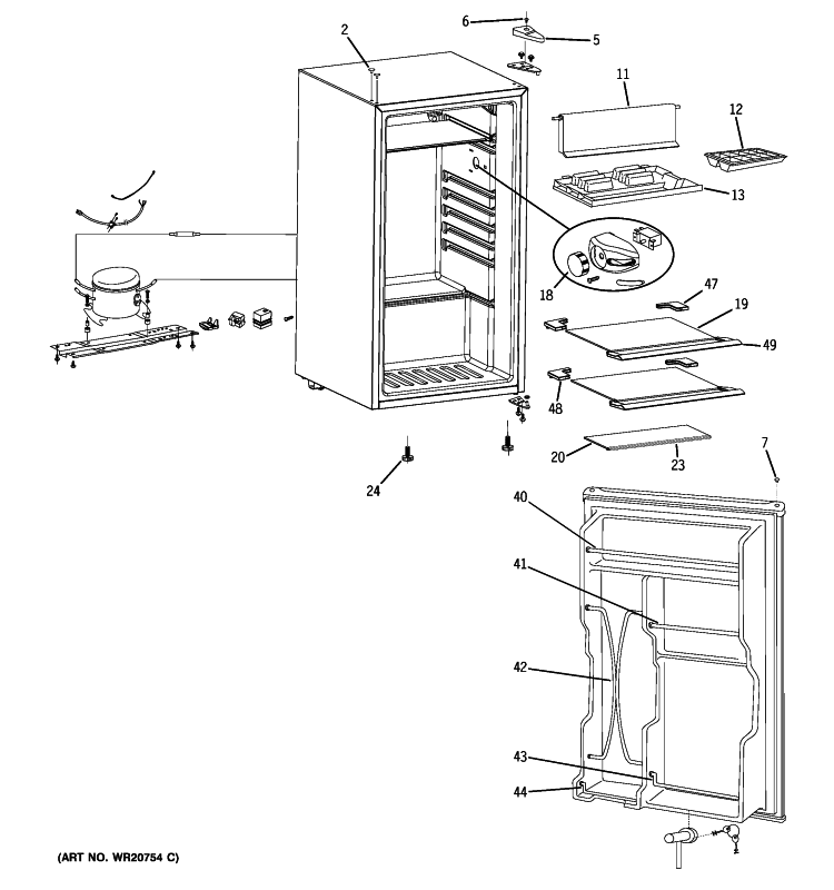 REFRIGERATOR PARTS Diagram and Parts List for SMR04GAZACS  General Electric Refrigerator