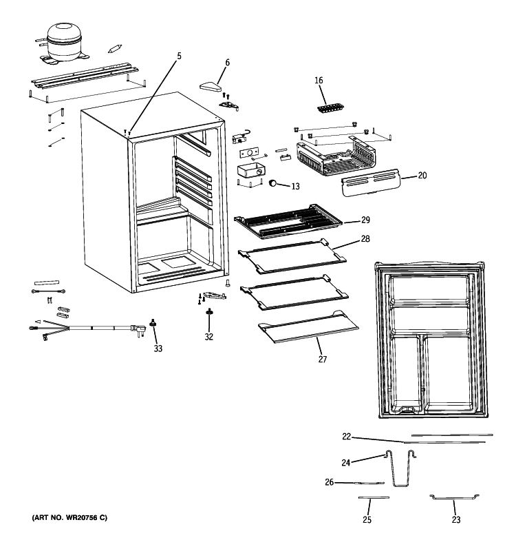 REFRIGERATOR PARTS Diagram and Parts List for WMR04GAZABB  General Electric Refrigerator