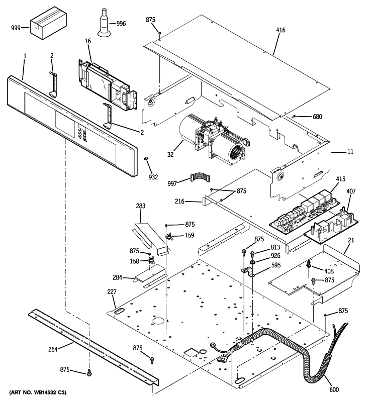 CONTROL PANEL Diagram and Parts List for ZET1RM3SS  General Electric Wall Oven