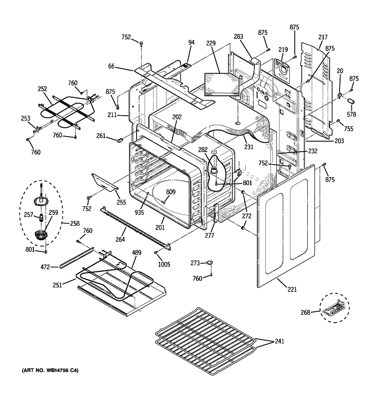BODY PARTS Diagram and Parts List for JB840SP3SS  General Electric Range