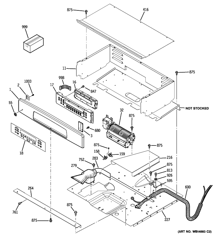 CONTROL PANEL Diagram and Parts List for JKP55DP2BB  General Electric Wall Oven