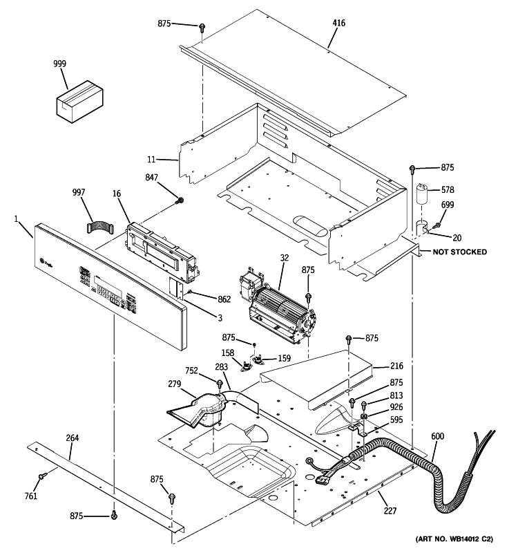 CONTROL PANEL Diagram and Parts List for PCK916SM3SS  General Electric Wall Oven