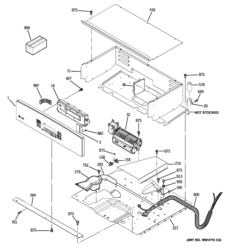 CONTROL PANEL Diagram and Parts List for PK956WM4WW  General Electric Wall Oven