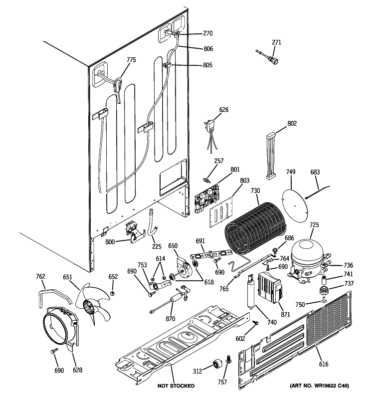SEALED SYSTEM & MOTHER BOARD Diagram and Parts List for GCU21XGYAFLS  General Electric Refrigerator