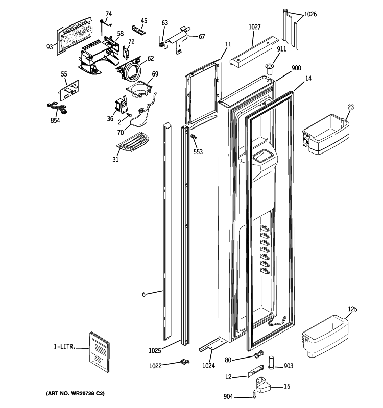 FREEZER DOOR Diagram and Parts List for GIE21LGYBFKB  General Electric Refrigerator