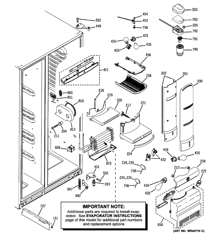 FRESH FOOD SECTION Diagram and Parts List for PJU25YGXAFSV  General Electric Refrigerator