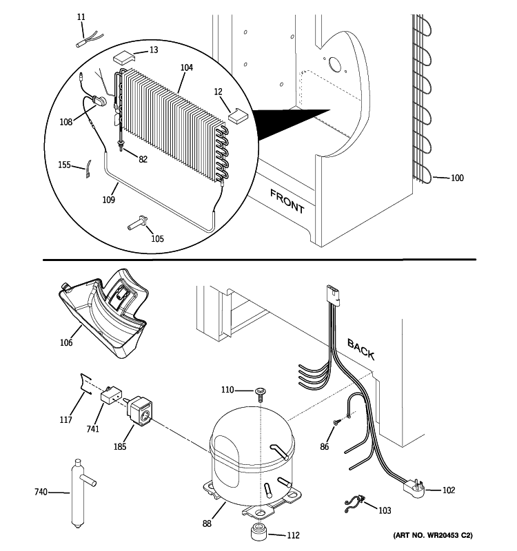 UNIT PARTS Diagram and Parts List for FUF17SVBRWW  General Electric Freezer