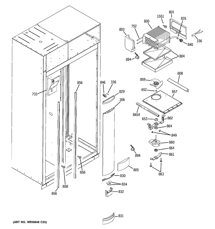 FREEZER SECTION Diagram and Parts List for ZISP480DTASS  General Electric Refrigerator