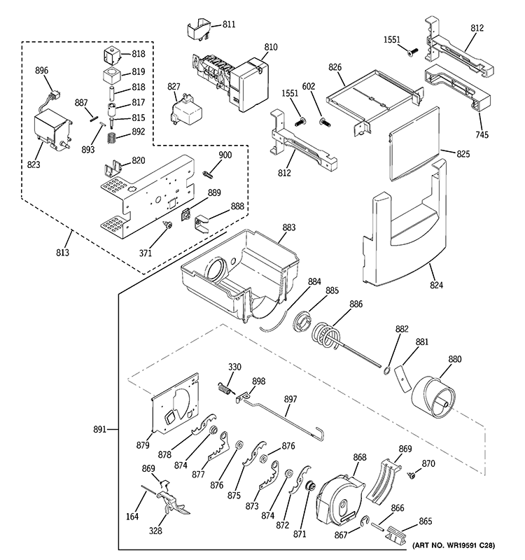 ICE MAKER & DISPENSER Diagram and Parts List for ZISP480DTASS  General Electric Refrigerator