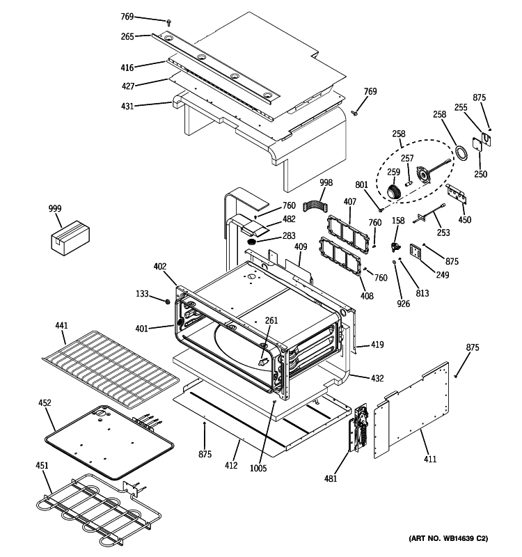 UPPER OVEN Diagram and Parts List for PT925SN2SS  General Electric Wall Oven