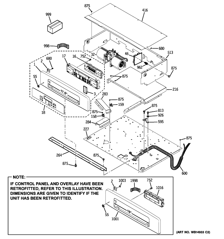 CONTROL PANEL Diagram and Parts List for JTP75WM2WW  General Electric Wall Oven