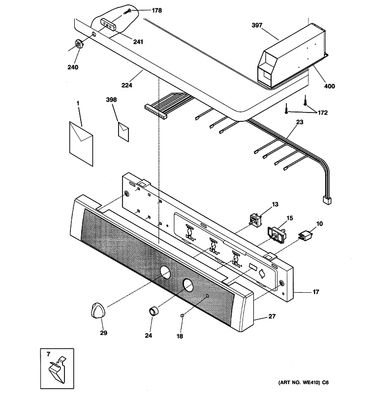 CONTROLS & TOP PANEL Diagram and Parts List for DCCH43GH2WW  General Electric Dryer