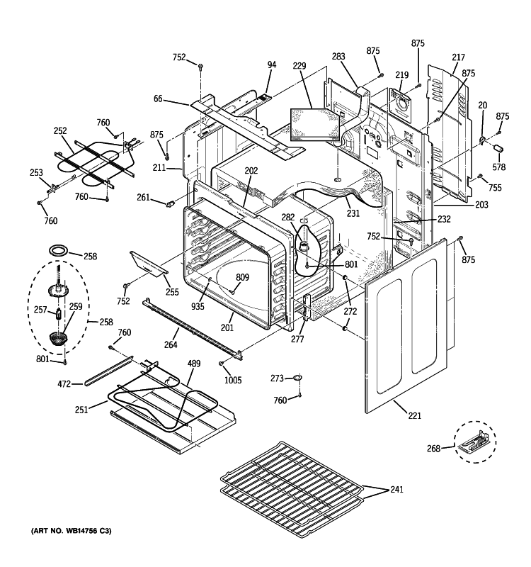 BODY PARTS Diagram and Parts List for JB840SP1SS  General Electric Range