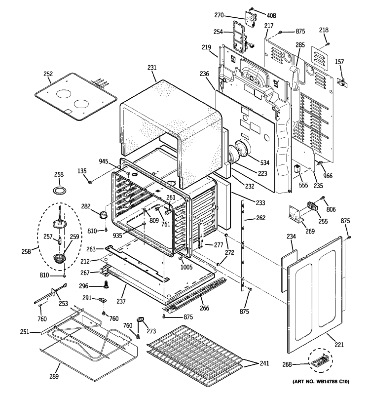 LOWER OVEN Diagram and Parts List for PB970DP1BB  General Electric Range