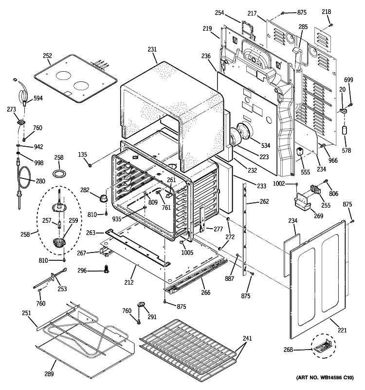 LOWER OVEN Diagram and Parts List for PB976SN1SS  General Electric Range