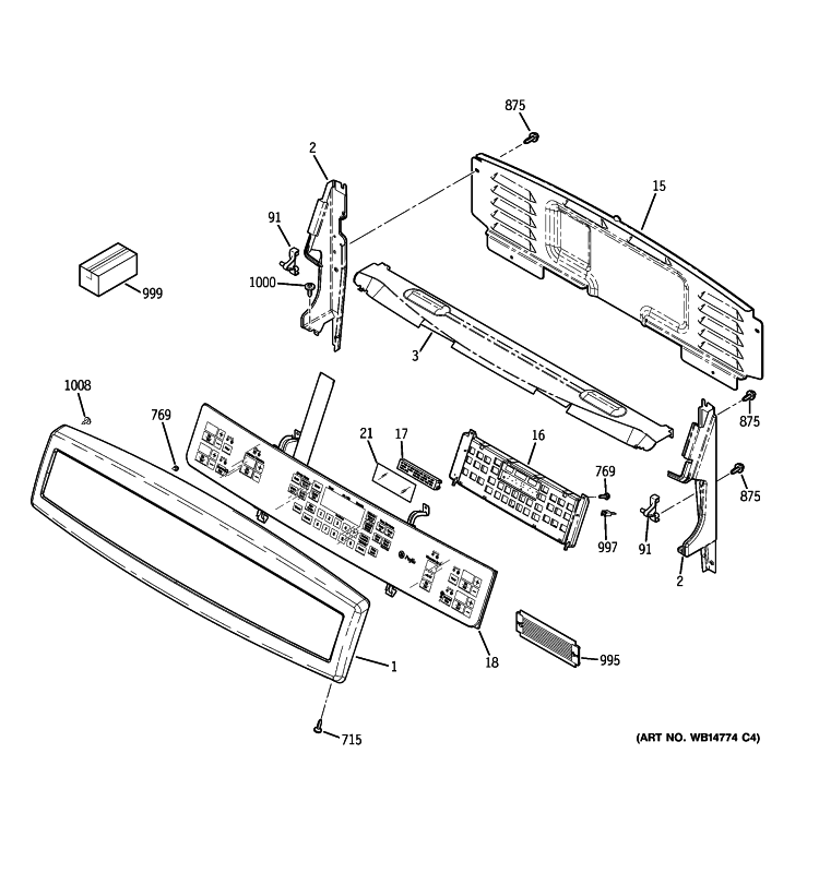 CONTROL PANEL Diagram and Parts List for PB978SP1SS  General Electric Range