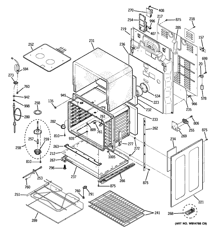 LOWER OVEN Diagram and Parts List for PB978SP1SS  General Electric Range