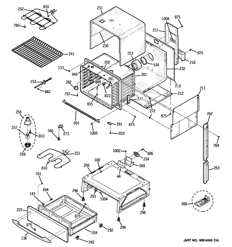 BODY PARTS Diagram and Parts List for PS900SP1SS  General Electric Range