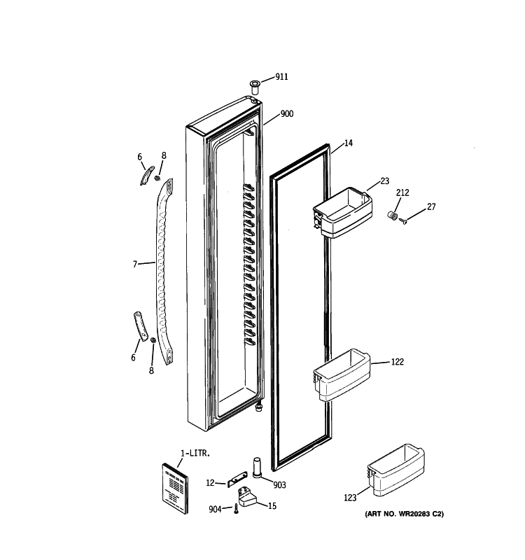 FREEZER DOOR Diagram and Parts List for GSK25LCWJCCC  General Electric Refrigerator