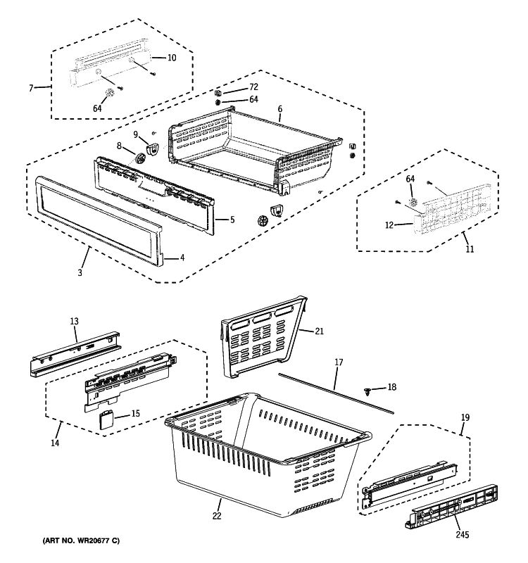 FREEZER SHELVES Diagram and Parts List for PFSS6PKXCSS  General Electric Refrigerator
