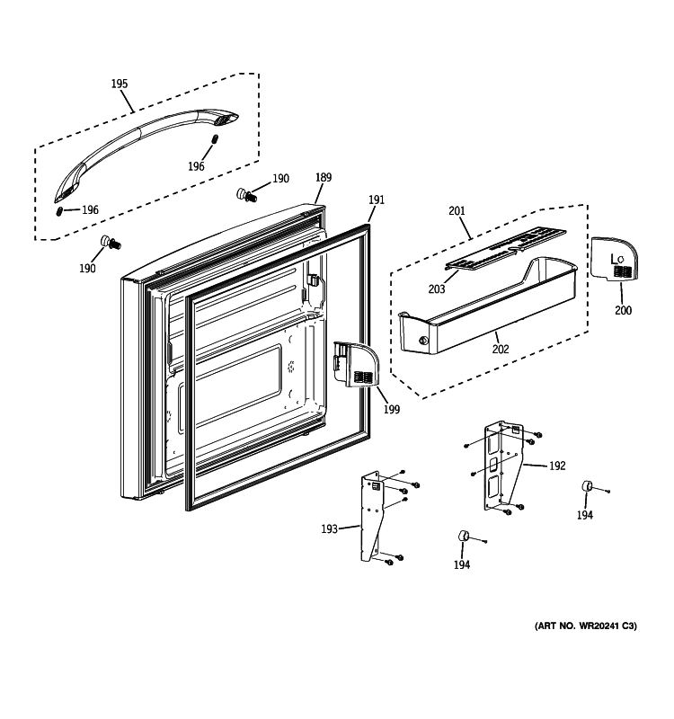 FREEZER DOOR Diagram and Parts List for PFSS6SMXESS  General Electric Refrigerator