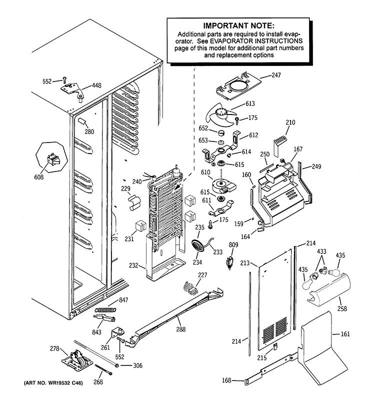 FREEZER SECTION Diagram and Parts List for PSC25PSTASS  General Electric Refrigerator