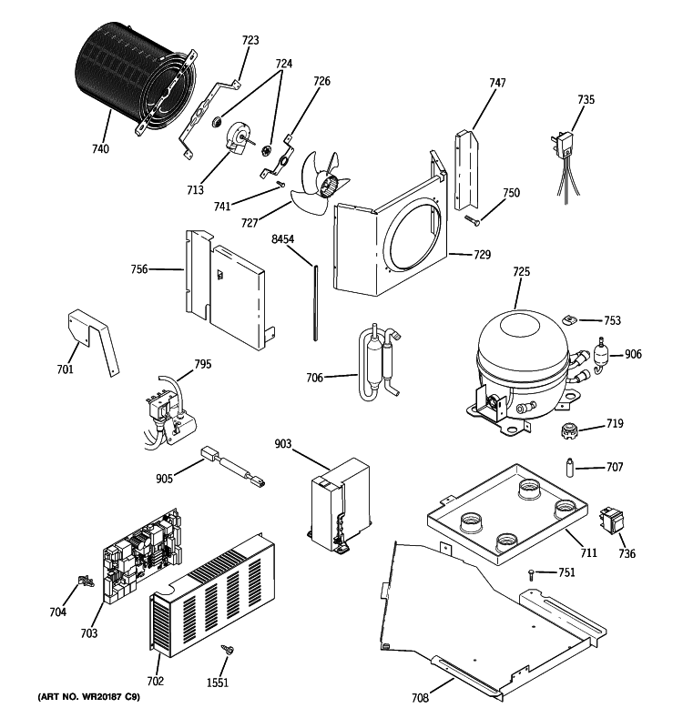 SEALED SYSTEM & MOTHER BOARD Diagram and Parts List for ZICP360NXALH  General Electric Refrigerator