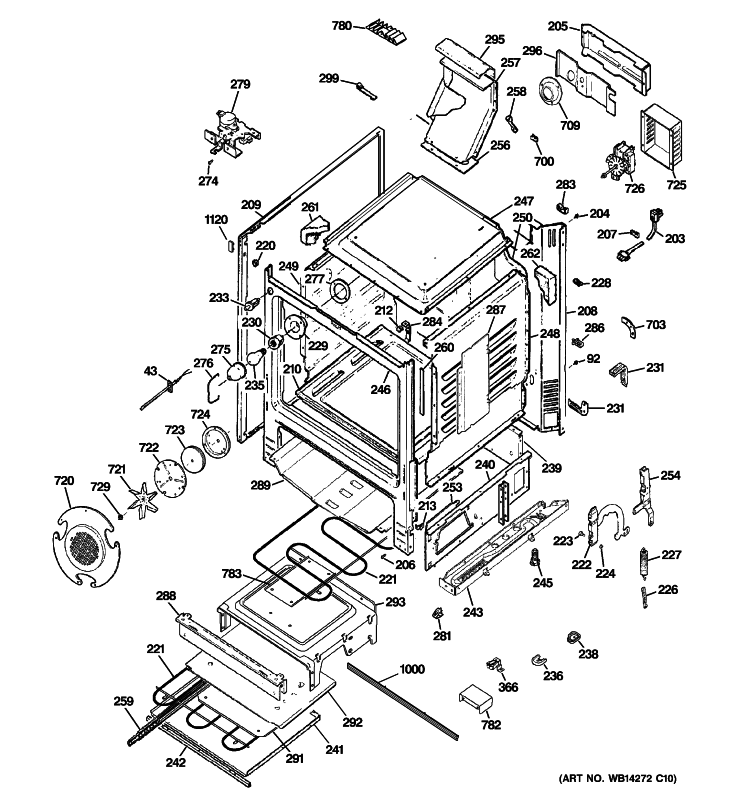 BODY PARTS Diagram and Parts List for JGB900SEP1SS  General Electric Range