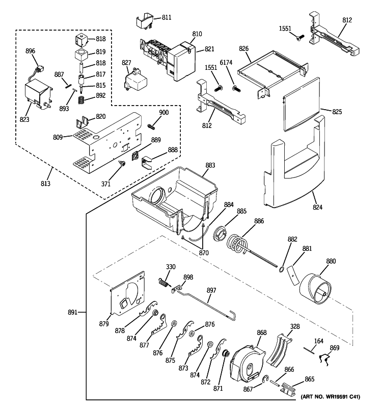 ICE MAKER & DISPENSER Diagram and Parts List for ZISB480DXB  General Electric Refrigerator