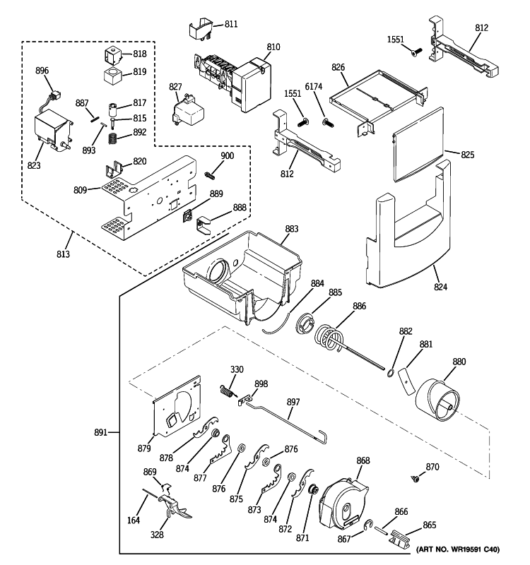 ICE MAKER & DISPENSER Diagram and Parts List for ZISP420DXBSS  General Electric Refrigerator