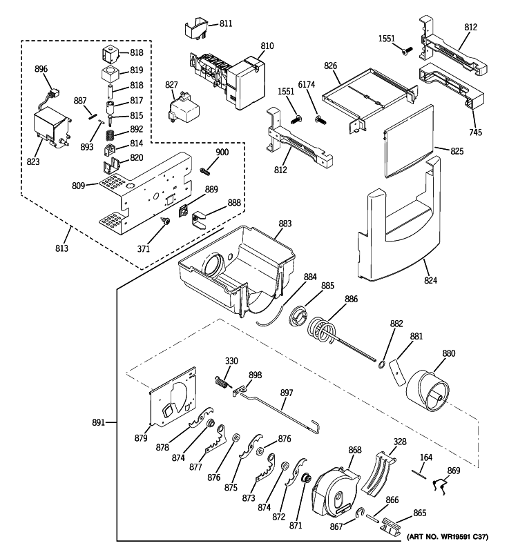 ICE MAKER & DISPENSER Diagram and Parts List for ZISS480DXBSS  General Electric Refrigerator