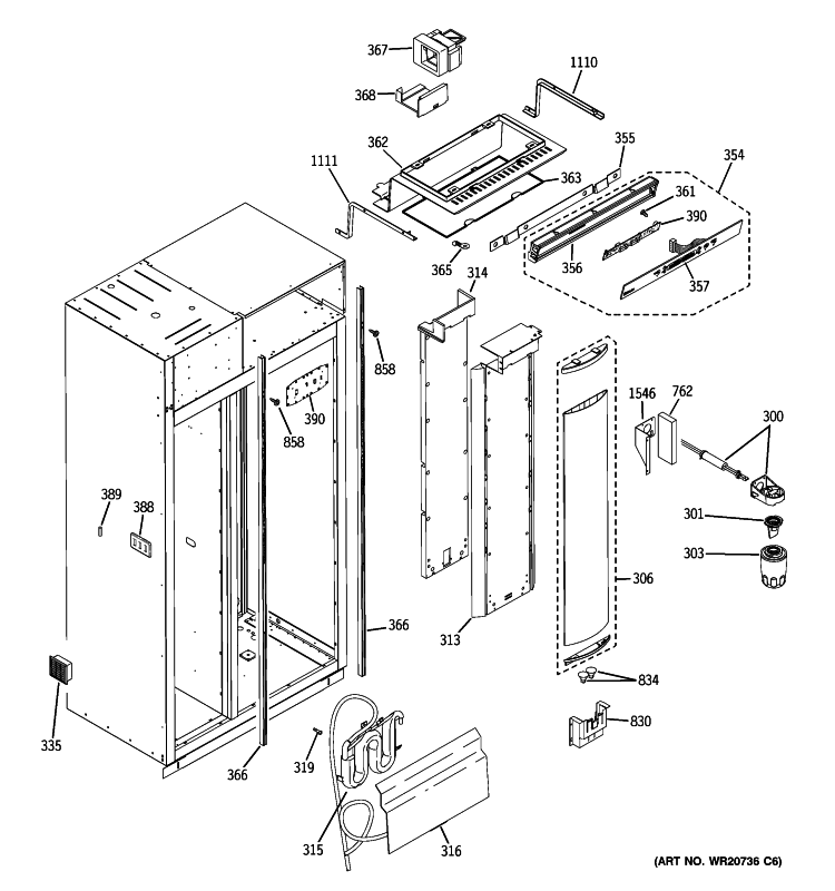 FRESH FOOD SECTION Diagram and Parts List for ZISW360DXB  General Electric Refrigerator