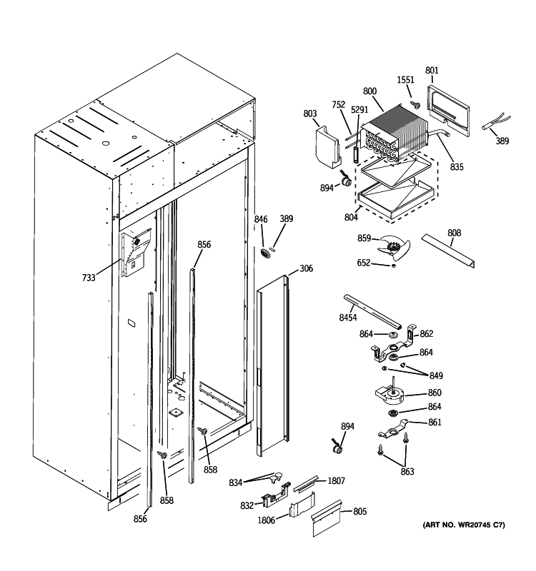 FREEZER SECTION Diagram and Parts List for ZISW420DXB  General Electric Refrigerator