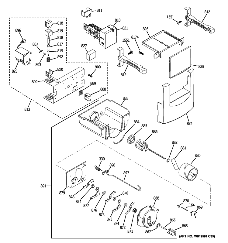 ICE MAKER & DISPENSER Diagram and Parts List for ZISW420DXB  General Electric Refrigerator