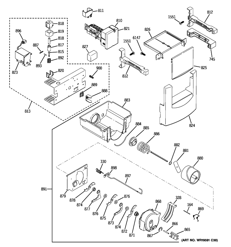 ICE MAKER & DISPENSER Diagram and Parts List for ZISW480DXB  General Electric Refrigerator