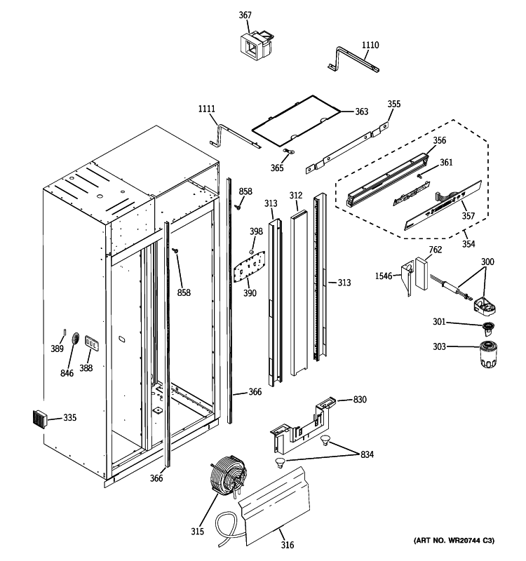 FRESH FOOD SECTION Diagram and Parts List for ZISW480DXB  General Electric Refrigerator