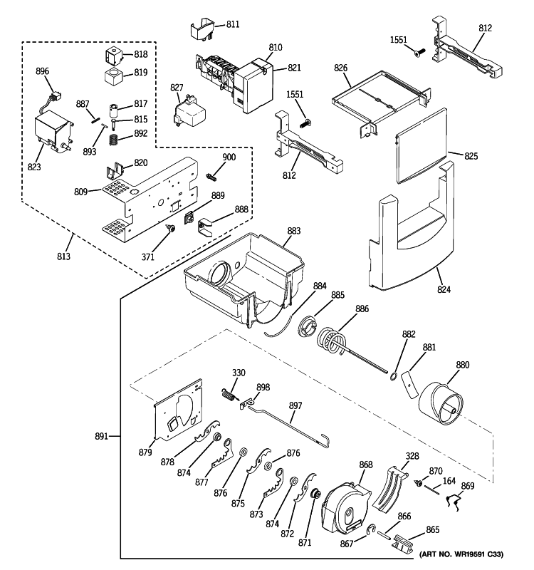 ICE MAKER & DISPENSER Diagram and Parts List for ZSEB420DYB  General Electric Refrigerator
