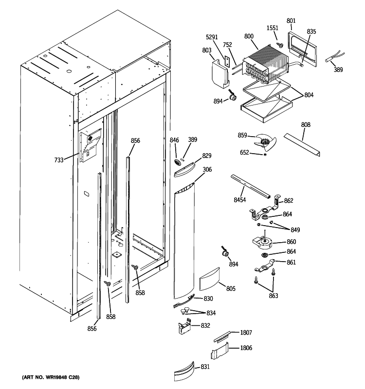FREEZER SECTION Diagram and Parts List for ZSEB420NYB  General Electric Refrigerator