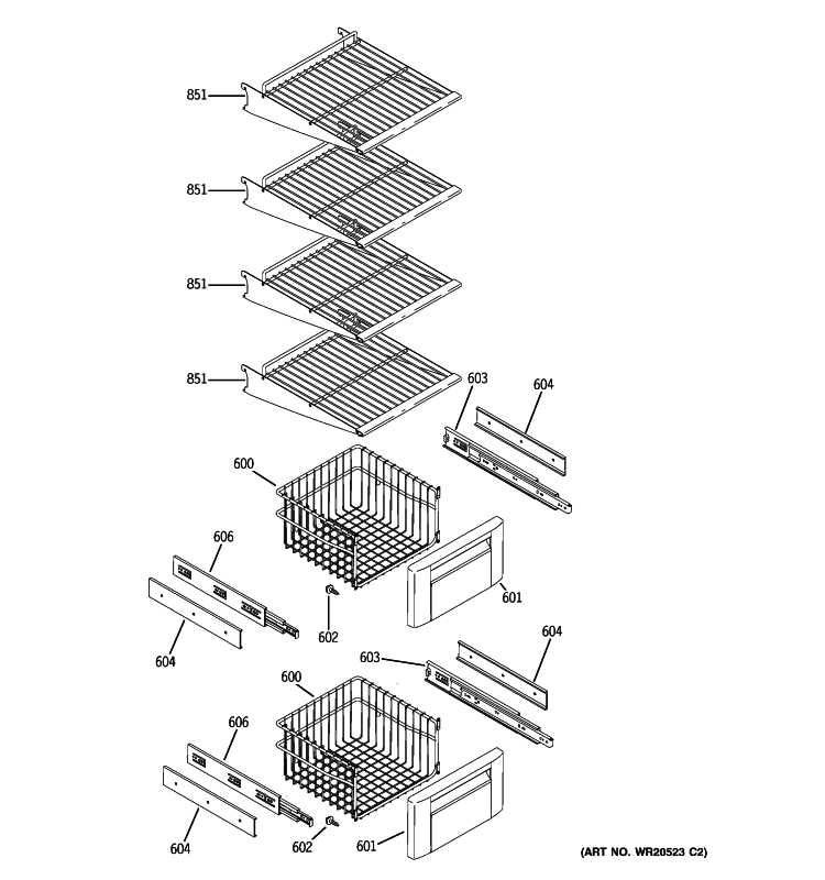 FREEZER SHELVES Diagram and Parts List for ZSEP420DYBSS  General Electric Refrigerator