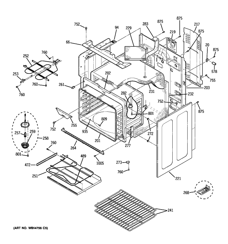 BODY PARTS Diagram and Parts List for JB840SP2SS  General Electric Range