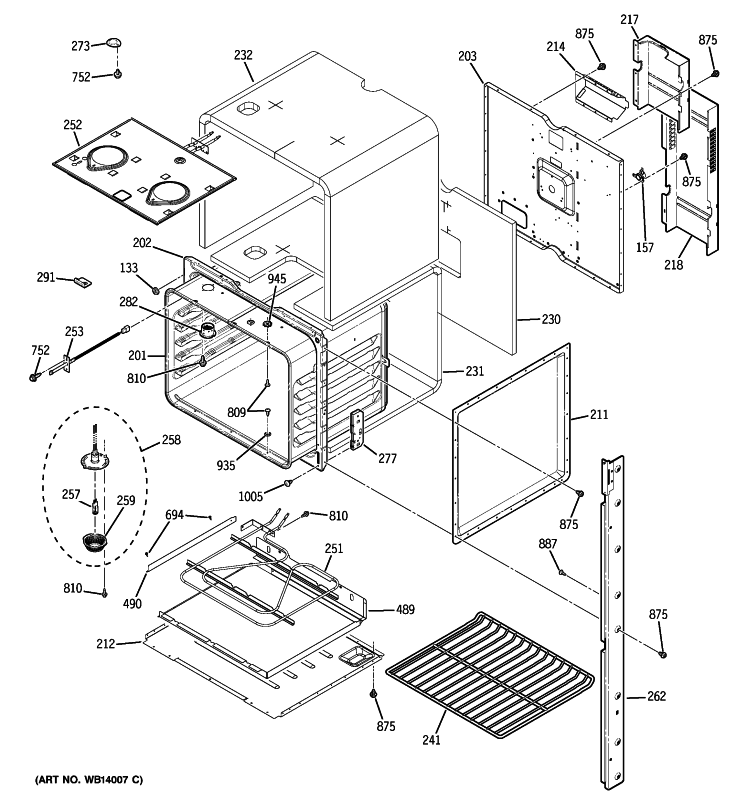 UPPER OVEN Diagram and Parts List for JKP35SP3SS  General Electric Wall Oven