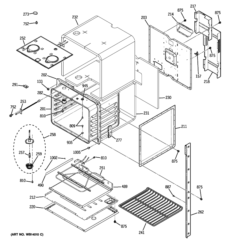 UPPER OVEN Diagram and Parts List for JKP55DP3BB  General Electric Wall Oven
